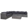 Set Divani da Giardino 10 pz con Cuscini in Polyrattan Grigio