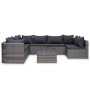 Set Divani da Giardino 10 pz con Cuscini in Polyrattan Grigio