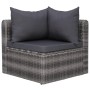 Set Divani da Giardino 10 pz con Cuscini in Polyrattan Grigio