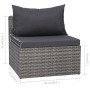 Set Divani da Giardino 10 pz con Cuscini in Polyrattan Grigio