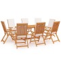 Set da Pranzo da Giardino 9 pz con Cuscini in Legno di Teak