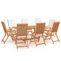 Set da Pranzo da Giardino 9 pz con Cuscini in Legno di Teak