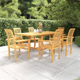 Set da Pranzo da Giardino 7 pz in Legno Massello di Teak