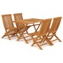 Set da Pranzo da Giardino 5 pz in Legno Massello di Teak