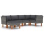 Set Divani da Giardino 6 pz con Cuscini in Polyrattan Grigio