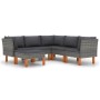 Set Divani da Giardino 6 pz con Cuscini in Polyrattan Grigio