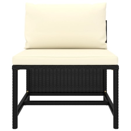 Set Divani da Giardino 9 pz con Cuscini in Polyrattan Nero