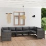 Set Divani da Giardino 9 pz con Cuscini in Polyrattan Grigio