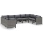 Set Divani da Giardino 9 pz con Cuscini in Polyrattan Grigio