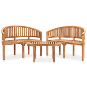 Set Salotto da Giardino 3 pz Design Curvo in Massello di Teak