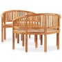 Set Salotto da Giardino 3 pz Design Curvo in Massello di Teak