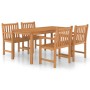 Set da Pranzo per Esterni 5 pz in Legno Massello di Teak