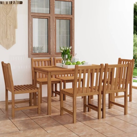 Set da Pranzo per Esterni 7 pz in Legno Massello di Teak