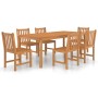 Set da Pranzo per Esterni 7 pz in Legno Massello di Teak