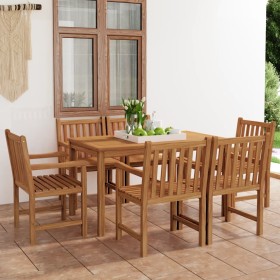 Set da Pranzo per Esterni 7 pz in Legno Massello di Teak