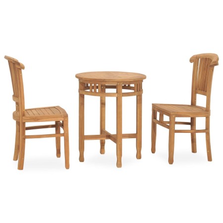 Set da Pranzo da Giardino 3 pz in Legno Massello di Teak