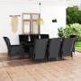 Set da Pranzo da Giardino 9pz e Cuscini Polyrattan Grigio Scuro