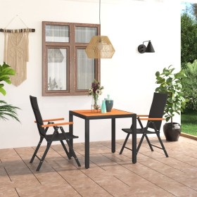 Set da Pranzo da Giardino 3 pz Nero e Marrone