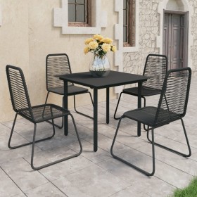 Set da Pranzo da Giardino 5 pz in Rattan PVC Nero