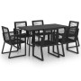 Set da Pranzo da Giardino 7 pz in Rattan PVC Nero