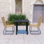 Set da Pranzo da Giardino 3 pz in Polyrattan e Vetro