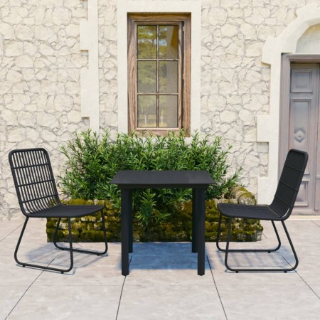 Set da Pranzo da Giardino 3 pz in Polyrattan e Vetro