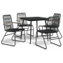 Set da Pranzo da Giardino 5 pz Nero in Rattan PVC