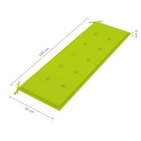 Panchina da Giardino 3 Posti e Cuscino 150cm Massello Eucalipto