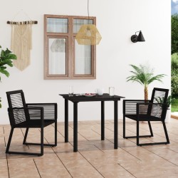 Set da Pranzo da Giardino 3 pz in Rattan PVC Nero