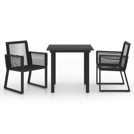 Set da Pranzo da Giardino 3 pz in Rattan PVC Nero