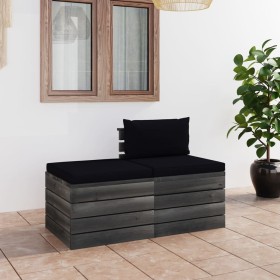 Set Divani da Giardino su Pallet 2 pz con Cuscini Massello Pino