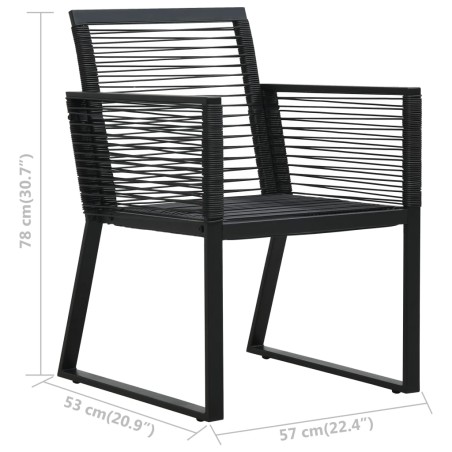 Set da Pranzo da Giardino 3 pz in Rattan PVC Nero