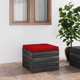 Pouf da Giardino su Pallet con Cuscino in Legno di Pino