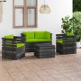 Set Divani da Giardino su Pallet 5 pz con Cuscini Massello Pino