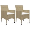 Set da Pranzo da Giardino 3 pz Beige in Polyrattan e Vetro