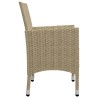 Set da Pranzo da Giardino 3 pz Beige in Polyrattan e Vetro