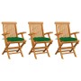 Sedie da Giardino con Cuscini Verdi 3pz Legno Massello di Teak