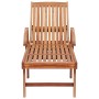 Lettino Prendisole con Cuscino in Massello di Teak Blu Reale