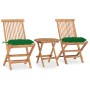 Set da Pranzo Giardino Pieghevole 3 pz Cuscino Massello di Teak