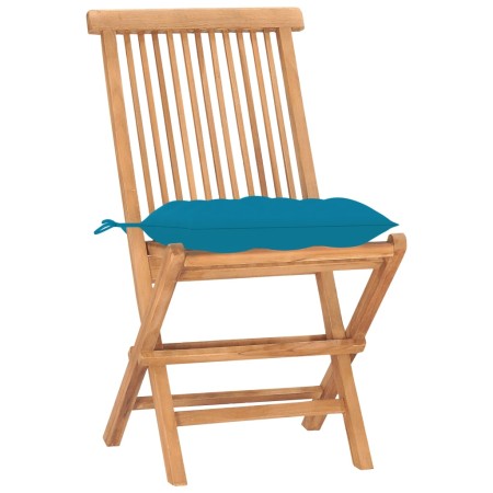 Set da Pranzo Giardino Pieghevole 3 pz Cuscino Massello di Teak