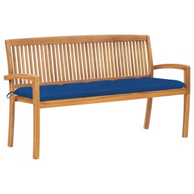 Panchina da Giardino Impilabile e Cuscino 159cm Teak Massello