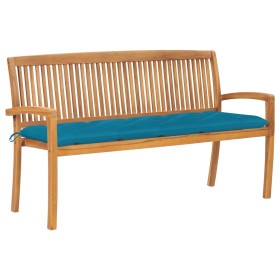 Panchina da Giardino Impilabile e Cuscino 159cm Teak Massello