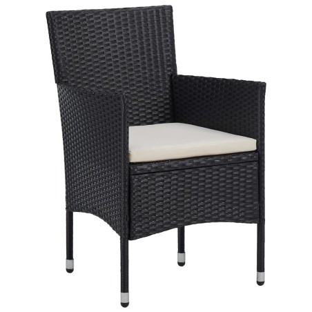 Set da Pranzo per Giardino 3 pz in Polyrattan Nero