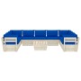 Set Divani da Giardino su Pallet 10 pz con Cuscini Legno Abete