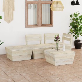 Set Divani da Giardino su Pallet 4 pz in Legno Abete Impregnato