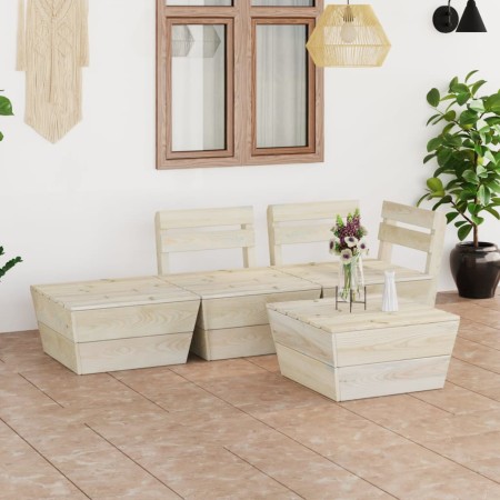 Set Divani da Giardino su Pallet 4 pz in Legno Abete Impregnato