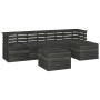 Set Divani da Giardino su Pallet 6 pz Legno Pino Grigio Scuro