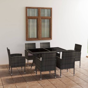 Set Mobili da Pranzo Giardino 7 pz Polyrattan Antracite Grigio