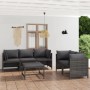 Set Divani da Giardino 6 pz con Cuscini in Polyrattan Grigio