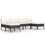 Set Divani da Giardino 6 pz con Cuscini in Polyrattan Nero